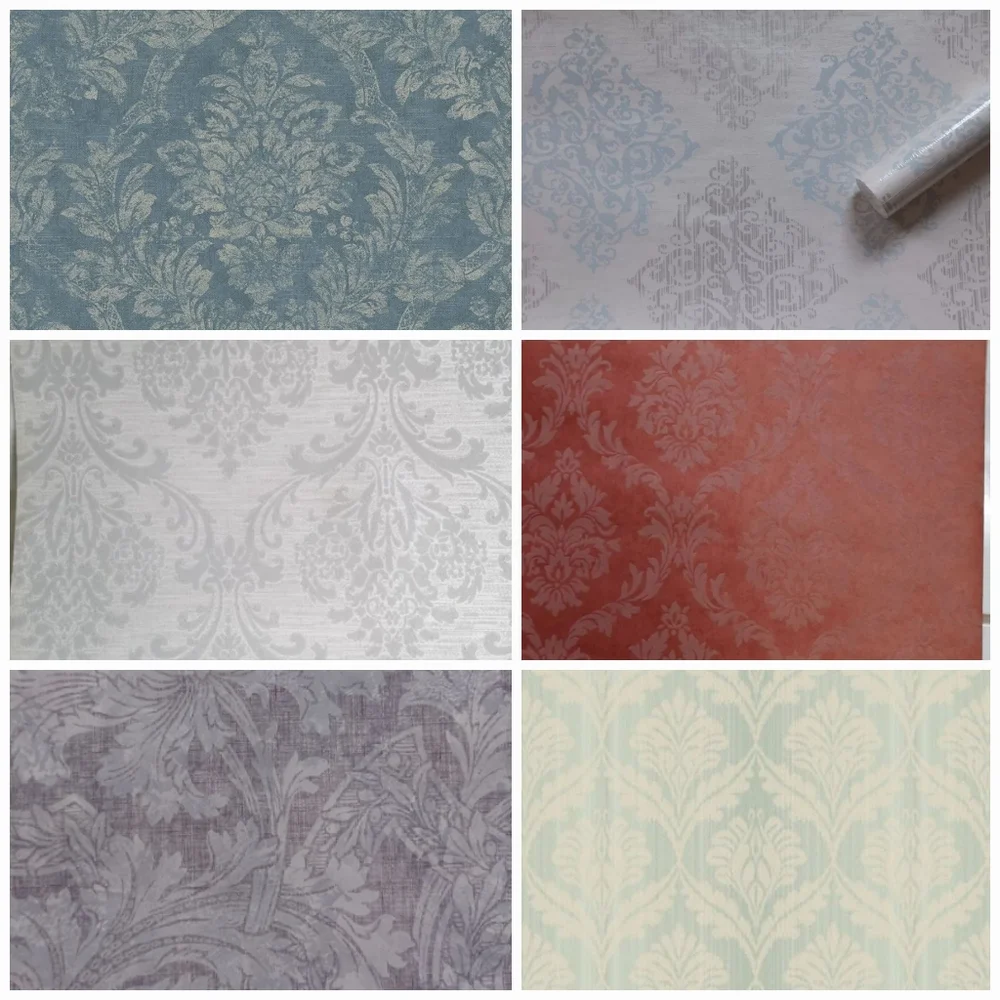 Wallpaper Monique Damask Taupe Satin
